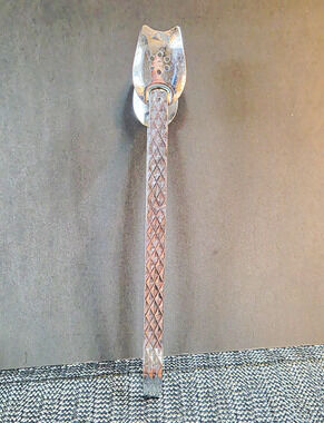 NEVCO Metal Serving Spoon Silver Geometric Handle Made in Japan 11 in